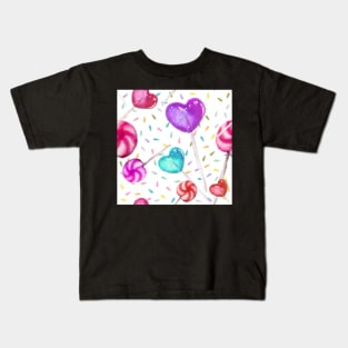 Lollipop Pattern White Kids T-Shirt